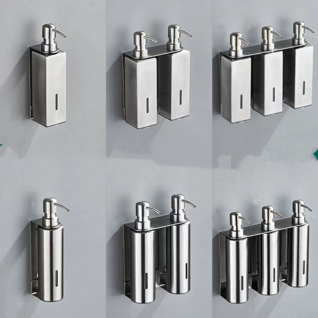 Hotel bottle press stainless steel dispenser home bathroom shampoo dispenser wall mounted