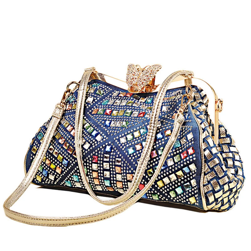 

2021 fashional luxury ladies shoulder bag denim handbags for women, Blue