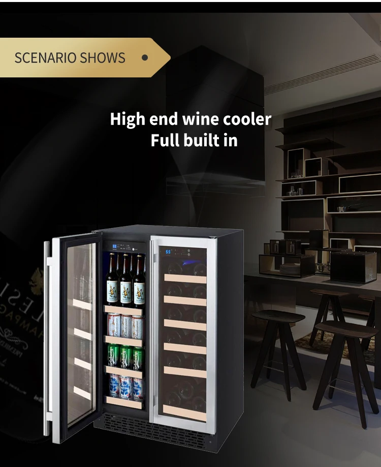 36bottle Dual Zone Lg Compressor Wooden Sliding Ball Bearing Wine