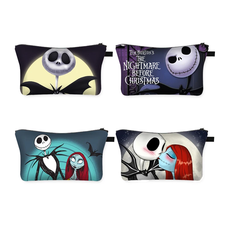 

New Design Women Cosmetic Cases Design The Nightmare Before Christmas Printed Customized Fashionable Ladies Makeup Bags