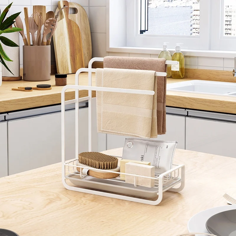 

3-layer Kitchen sink rag sponge drain rack, Whie or black