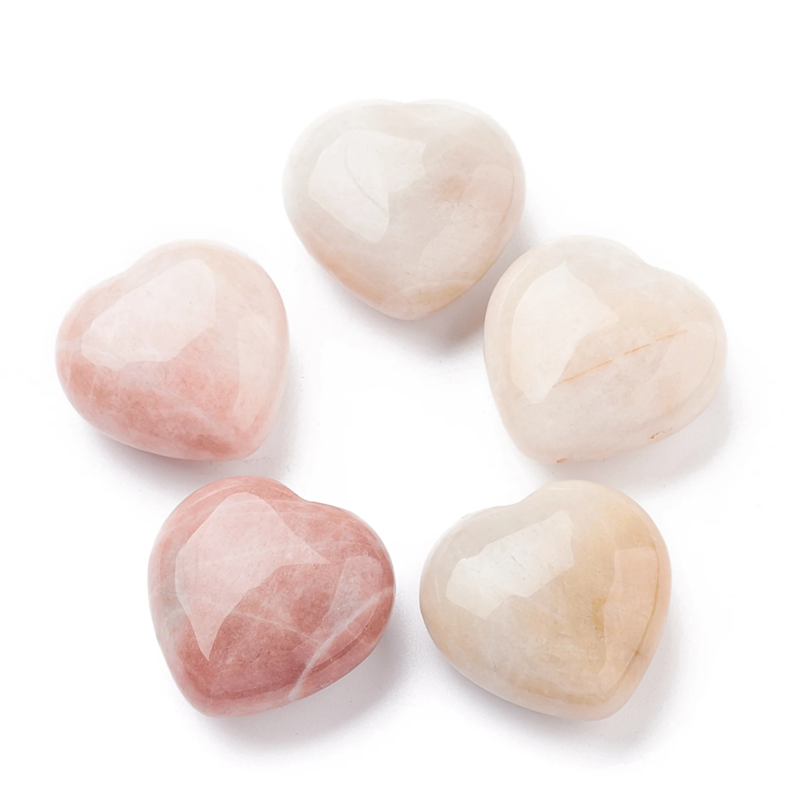 

PandaHall No Hole Heart Natural Pink White Jade Beads
