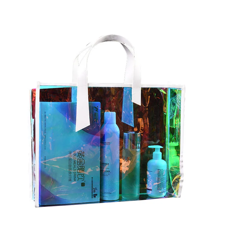 

Woman bag handbag custom PVC radium Shooter bag transparent magic shopping gift jelly bag, Customizable