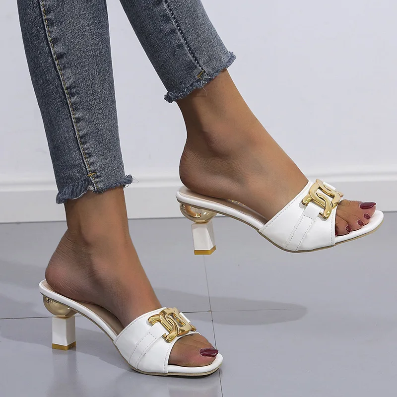 

New women's shoes fashion square head fish mouth fashion middle heel sandals women's shoes, Customed