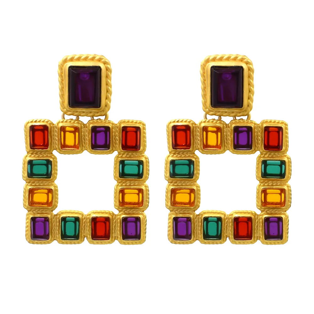 

MSYO Exaggerated Color Rhinestones Geometry Earrings For Women
