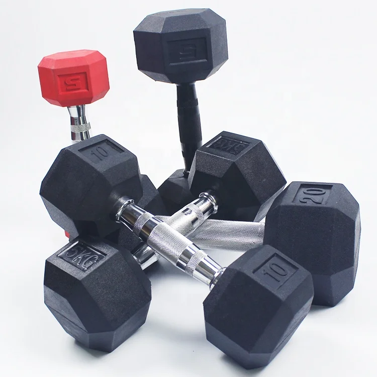 

Rubber Hexagon Full Set Dumbbells Weights Hex Dumbells, Black