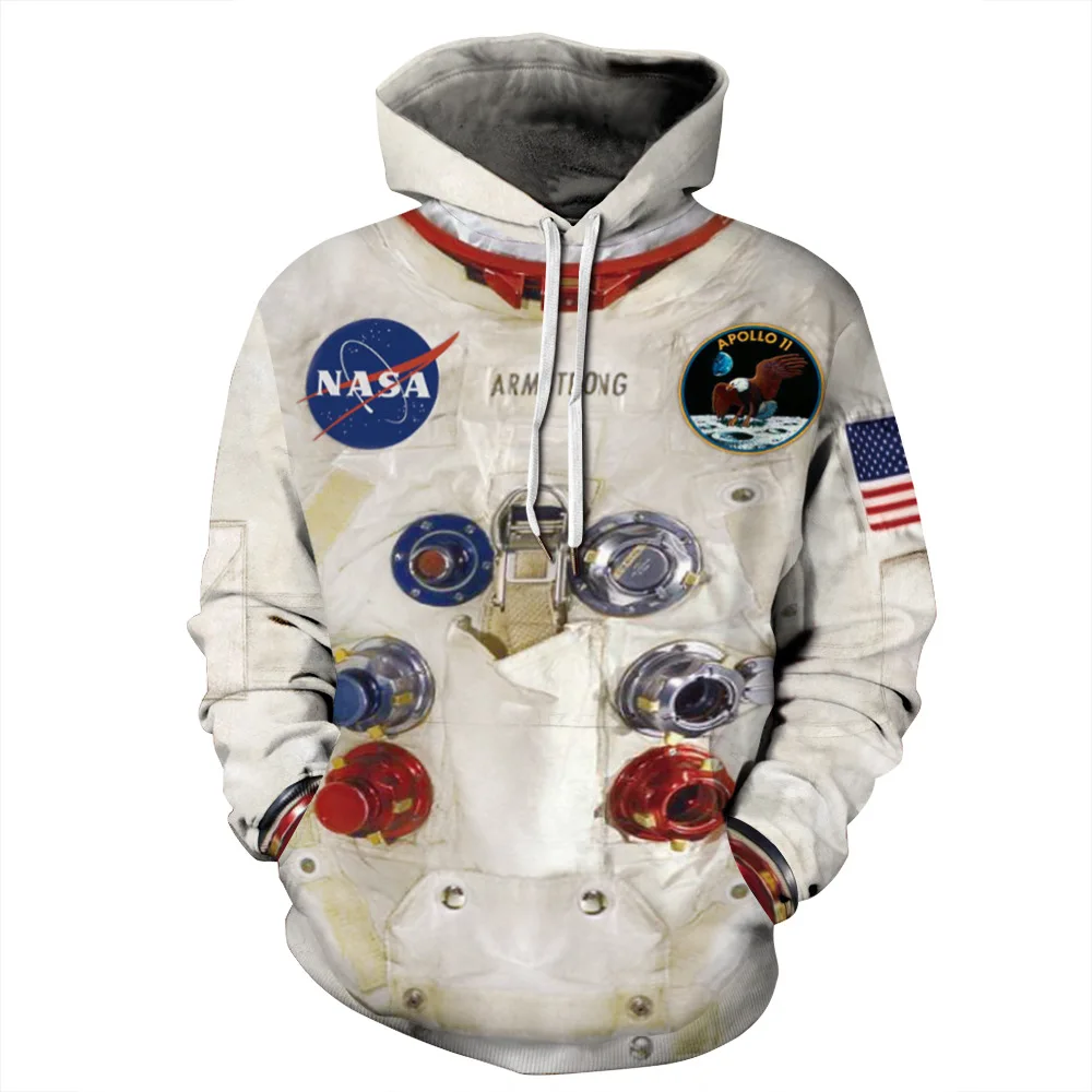 

Fashion Space Suit 3D Digital Printed Fleece Hoodie Wholesale Plus Size Sweater For Men