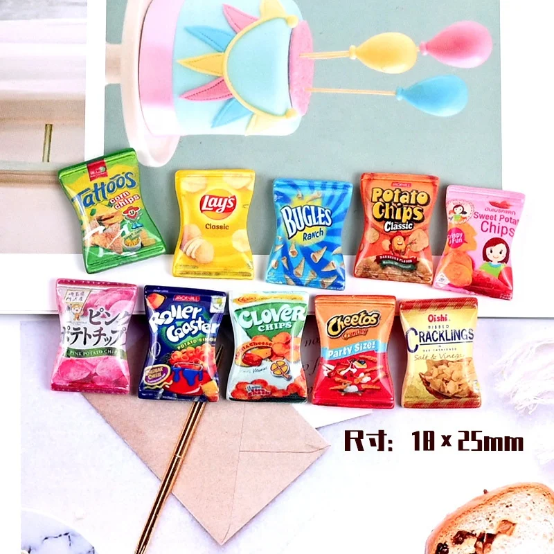 

Simulation cute puffed food potato chips nail art charm kawaii cream glue diy jewelry resin nail art charm accessories, As shown