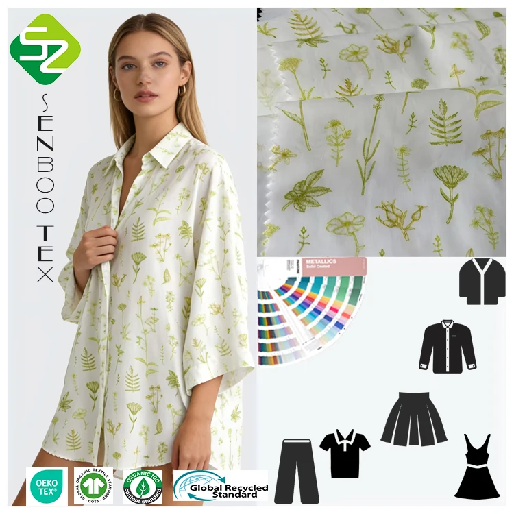 Hot Sale 100% Organic Cotton Poplin Lightweight Garden Flower Printed Fabric for Girls for DIY Clothing Sleepwear Loungewear