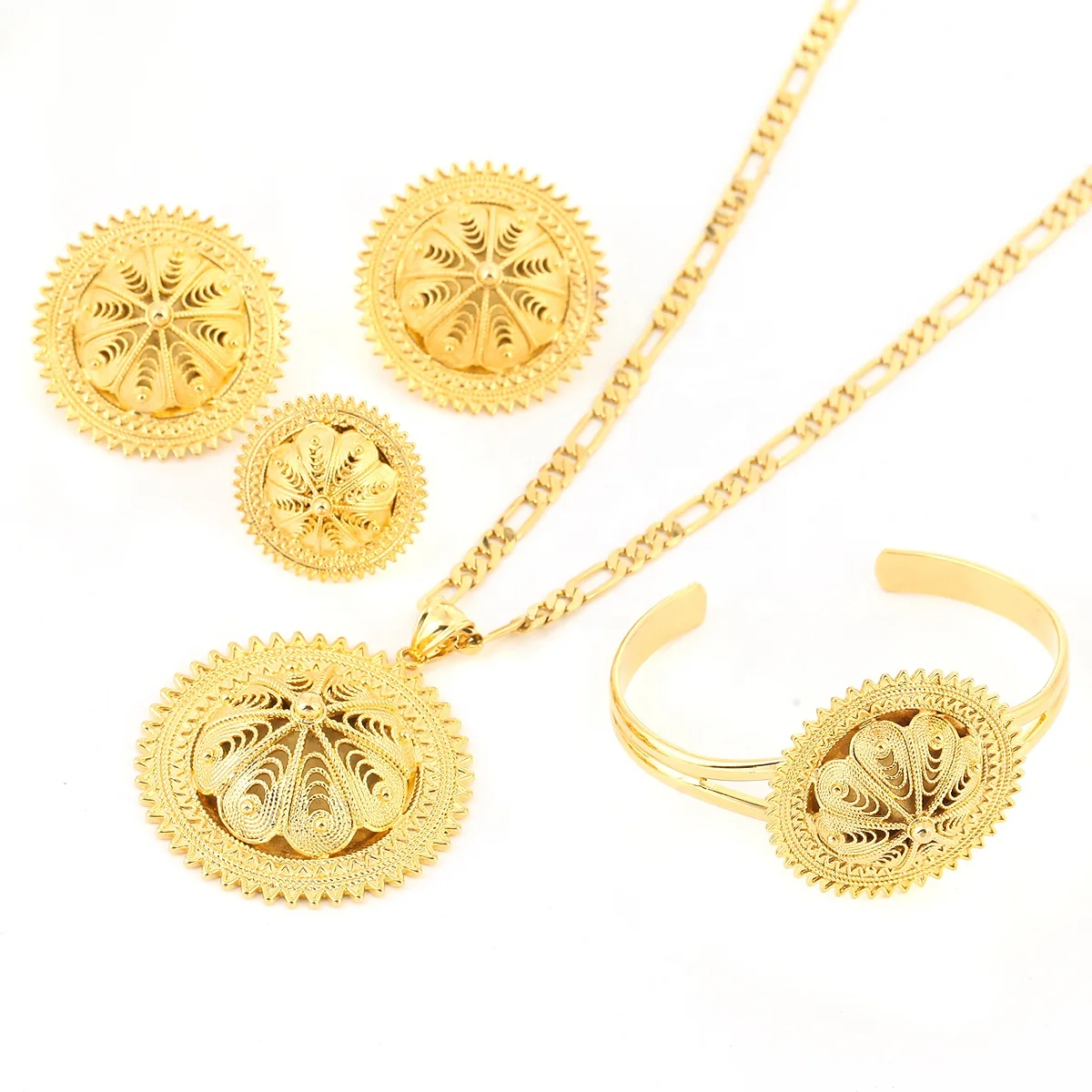 

Ethiopian 24k Gold Color African Ethiopian Eritrean Habesha Fashion Women Jewelry Sets