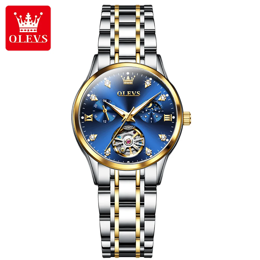

OLEVS 6608 custom OEM watch skeleton tourbillon waterproof watches automat wrist luxury mechanical watch for women