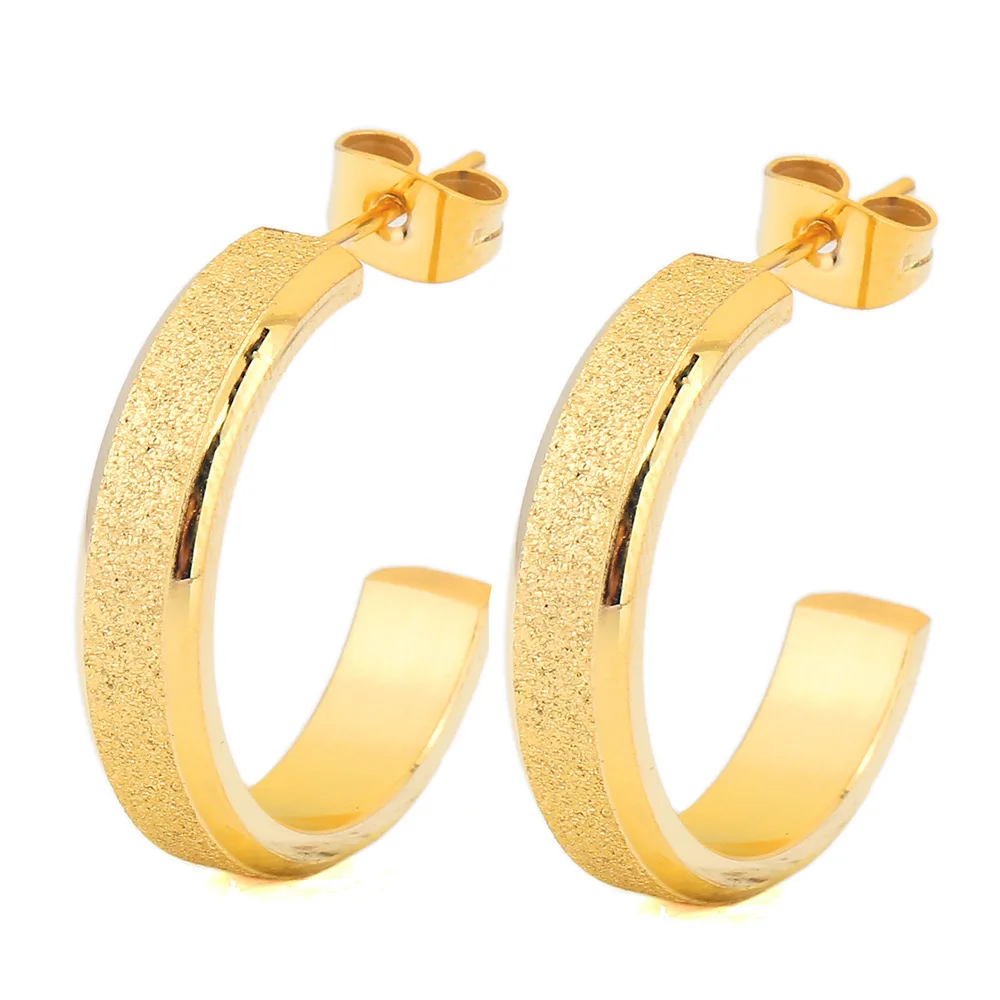 

2021 New Fashion Hoop Earrings Stainless Steel Circle Earrings Jewelry Zircon Gold Plated Earrings