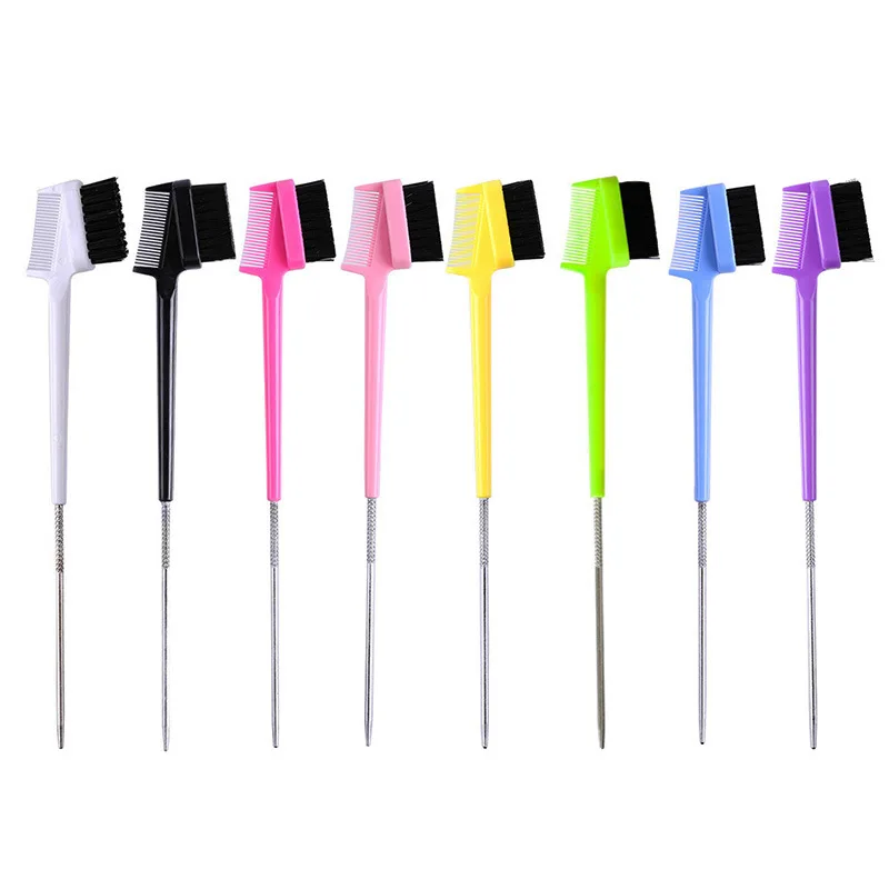 

Colorful Rat Tail 3 Sided Eyebrow Edge Brush With Comb 3 In 1 Edge Control Brush, Multi color