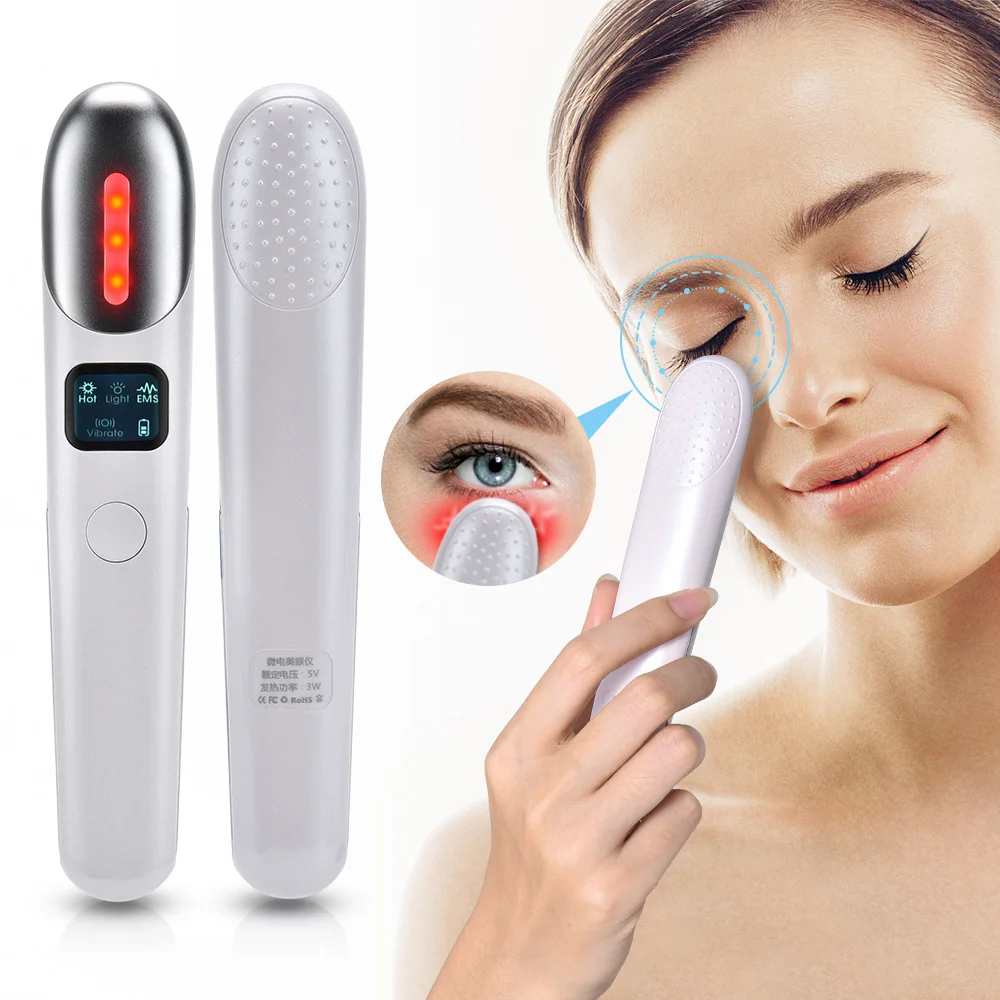 

2020 Usb Charging Electric Anti-Aging Eye Cream Ionic Mini LED Relax Eye Massager Device With Vibrating Massager, White