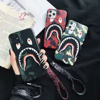 

Free Shipping Camo Shark Strap Pendent case for iPhone 11 11 Pro Max X XR XS 6 7 8 Bape Ape