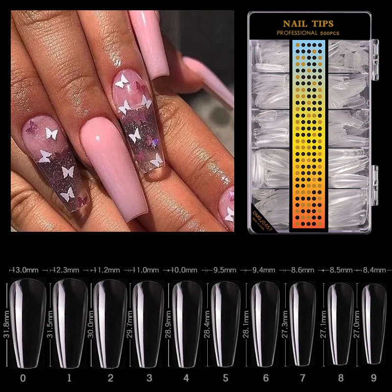 

500 Pcs/Box Top Quality False Nail Tips Bulk Card Display Full Covered Design Seamless Press On Nails DIY Manicure Accessories