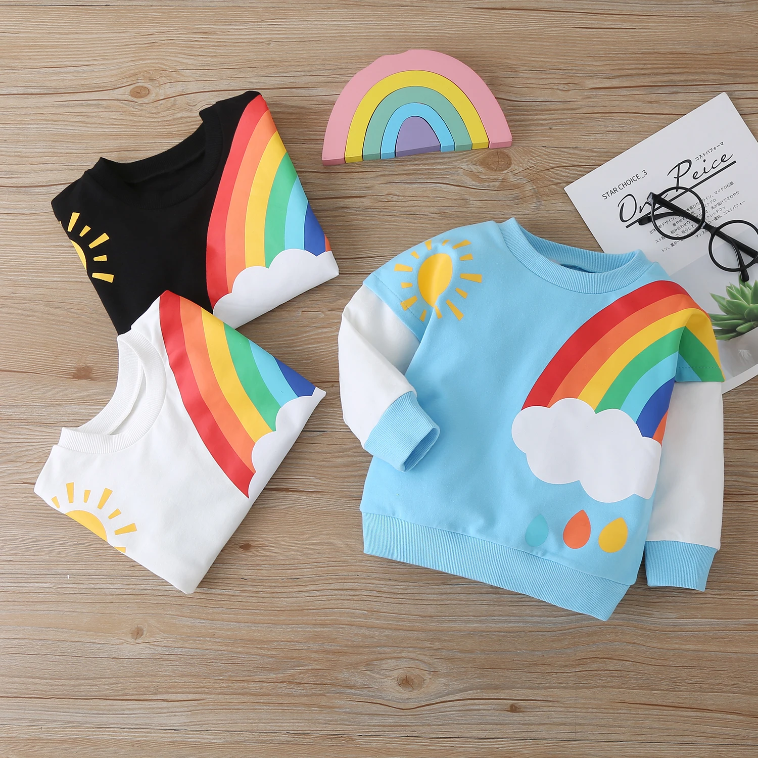 BAOBAOLAI Baby Girl Kid Long Sleeve Sun Rainbow Top Shirt Sweatshirt with Tassel