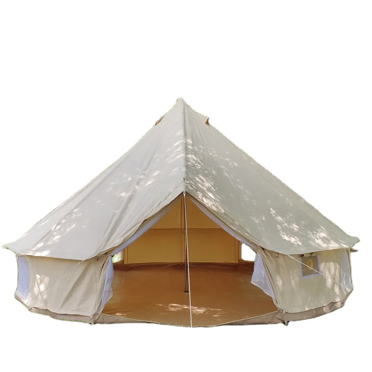 

Big Outdoor double door Bell Tents For Family Camping Large Outdoor Indian Teepee Tents, Beige, white