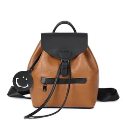 New Design Famous Brands Cowhide Leather Lady Backpack Fashion Vintage Leather Patchwork Women Bagback Girls School Bag Backpack