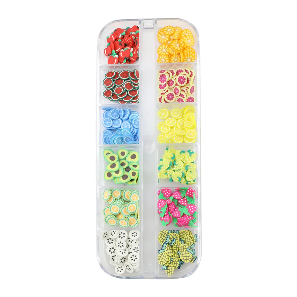 

2021 new design fruits fimo slices polymer clay soft ceramic patch for nail art, Mix color