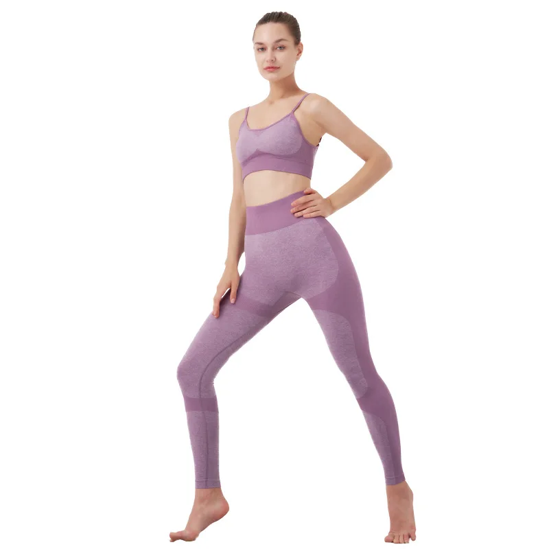 

HTYG028 New Design Seamless Sport Yoga Bra Fitness Leggings Set, Purple, pink, blue, green, black