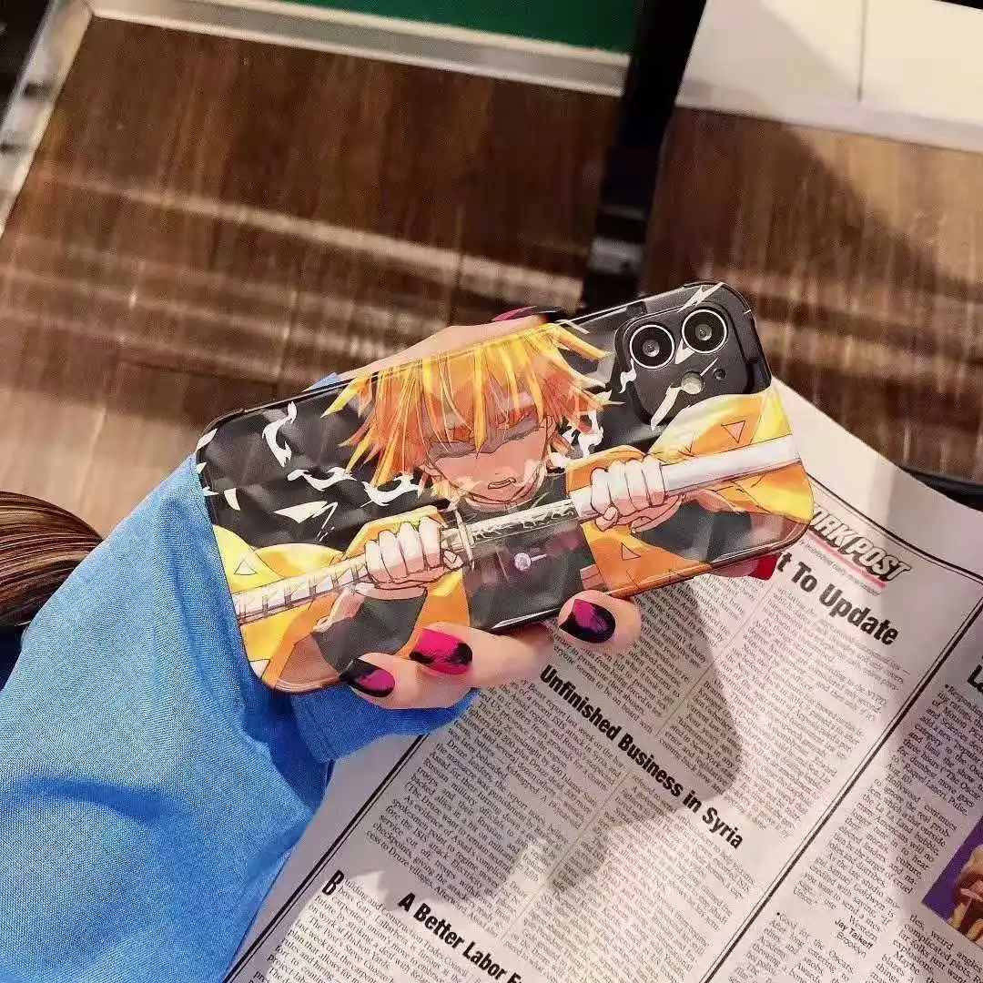 

Hot Anime Demon Slayer Lens protection Silicone Soft Phone Case for iPhone 12, Colors optional