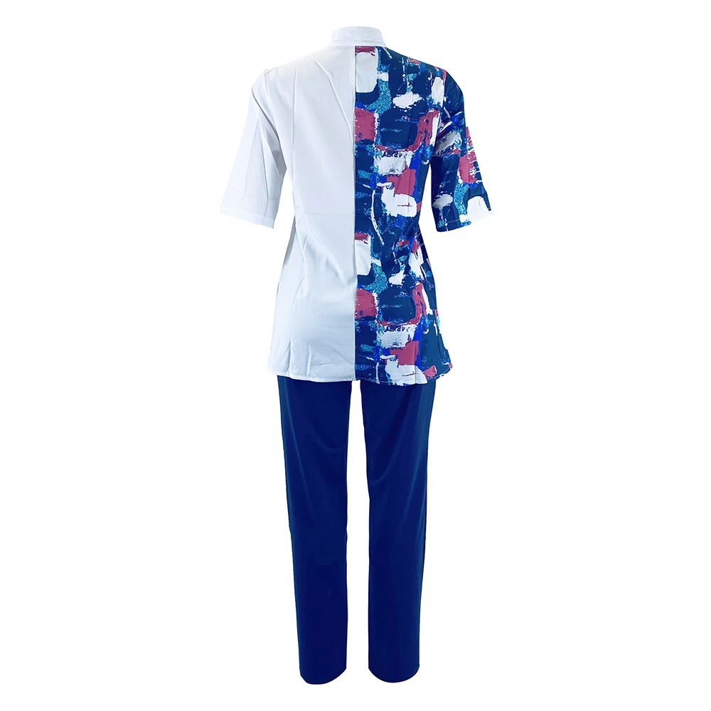 

Wholes Casual African Print Stitching Plus Size Two Piece Set