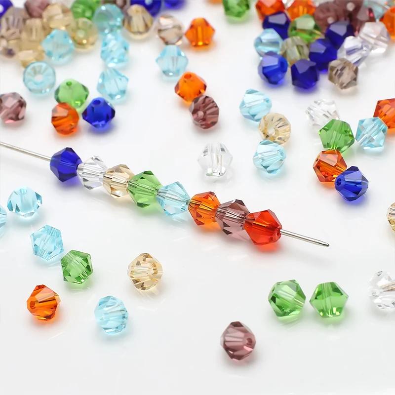 

Wholesale Loose beads crystal glass faceted beads 4MM bicone beads bulk for jewelry making