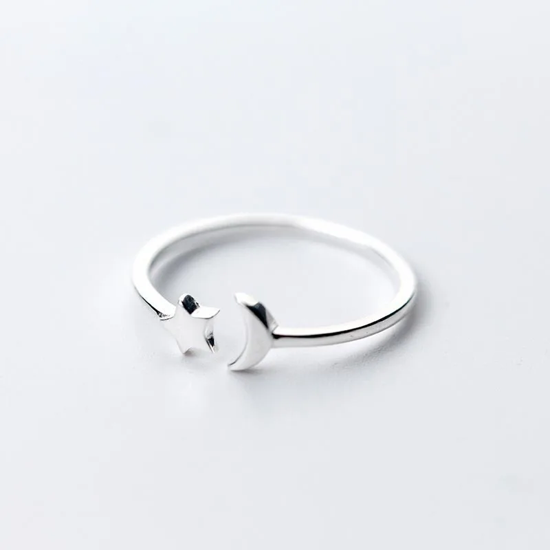 

R1357 New Arrivals Special Custom Jewelry 925 Sterling Silver Star Moon Ring