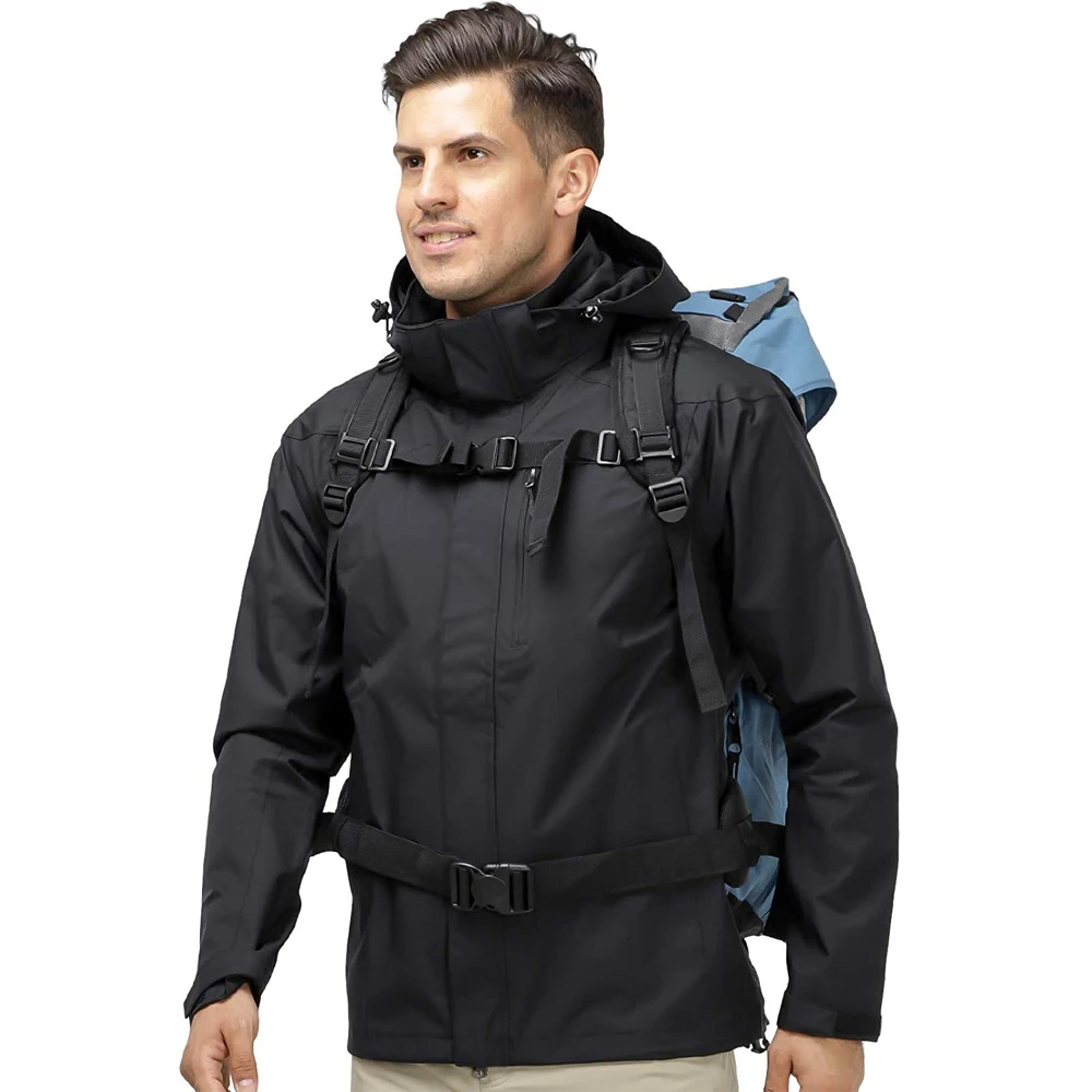 男士轻便防水雨衣带帽黑色雨衣风衣户外远足露营旅行