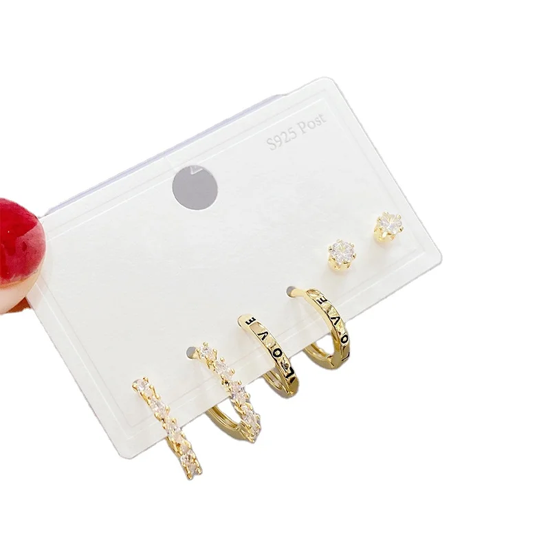 

2021 Luxury Small Hoop Zircon Earring Set Women Earrings Jewelry, 14k gold/platinum/color oem