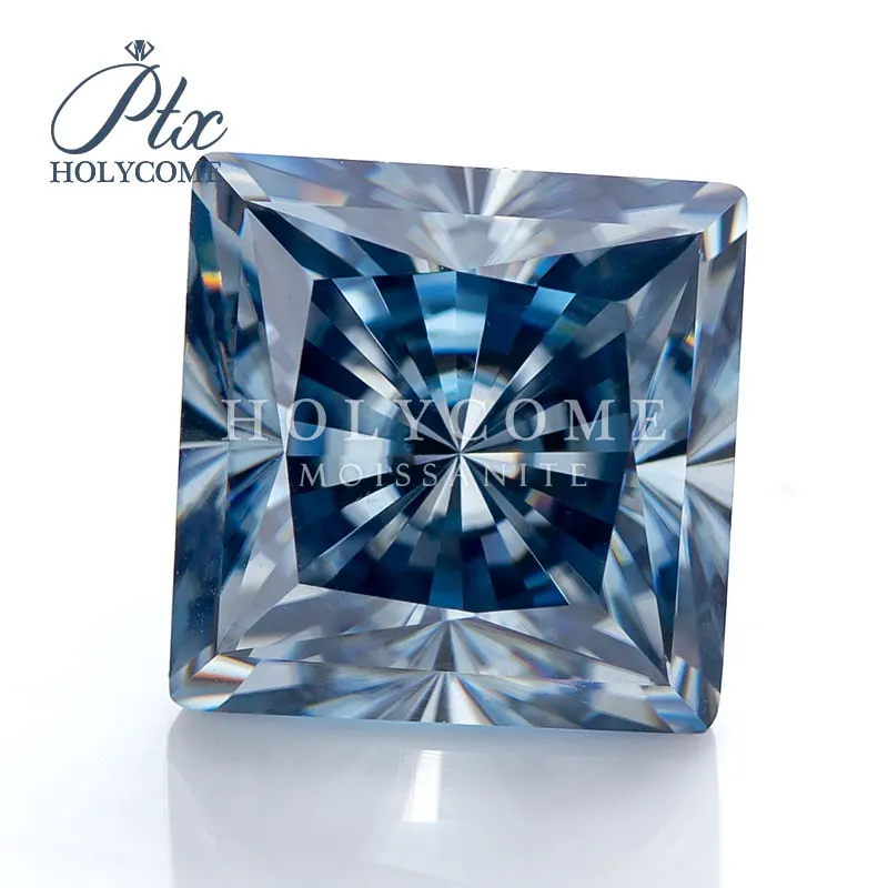 

Holycome  ROYAL BLUE VVS1 Top Quality PRINCESS Loose Moissanite Gemstone Factory Fine Jewelry Wholesale Price, Light blue