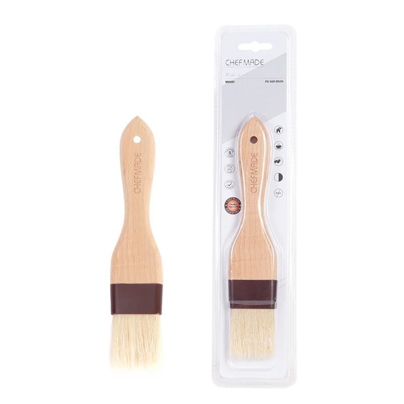 

CHEFMADE Kitchen Tool Beech Bristles Wooden Handle High-grade Hog PIG HAIR BRUSH, Wood