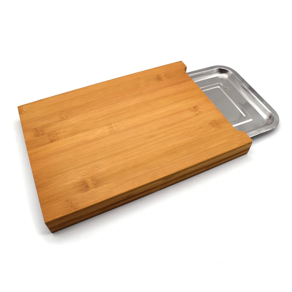 

Eco-friendly Tool Accessories Picnics Chopping Block Durable Sliding Tray Non-Slip Practical Wooden Rectangle Cutting Board