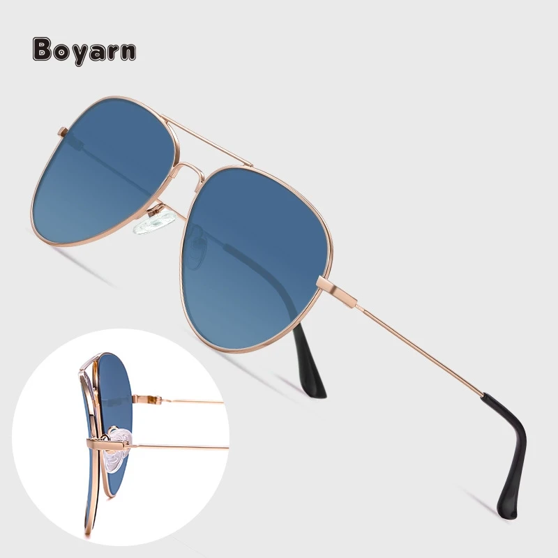 Boyarn High End Men Sunglasses Stainless Steel Frame Pc Lenses Reverse Lenses Sunglasses Mirrored Shades Wholesale