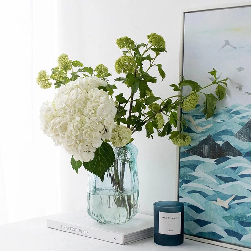 Home Gardening Decoration To Cultivate Plants Flowers Blue Transparent Flower Glass Vase Tree