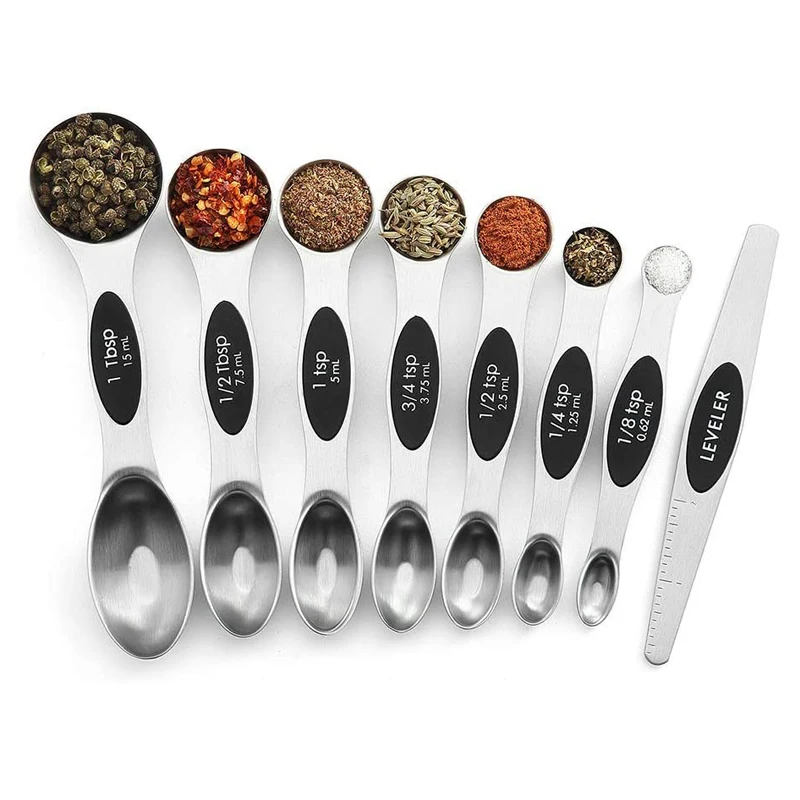 

Premium Magnetic Double Ended Stainless Steel Measuring Spoons Set, Custom color