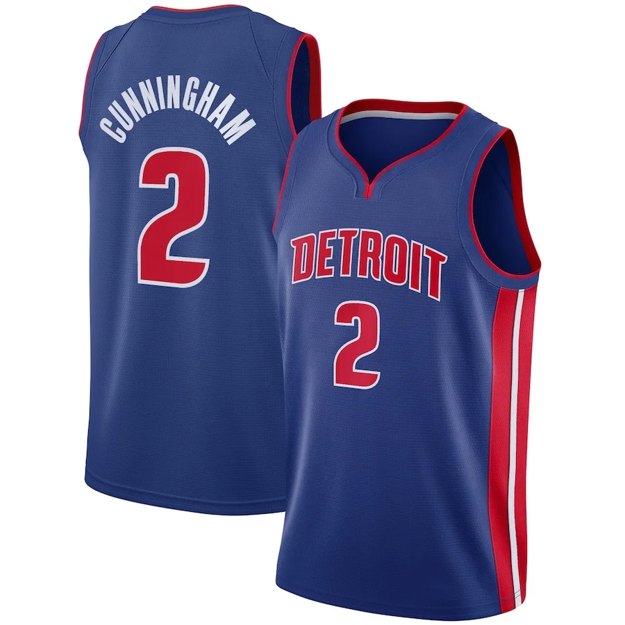 

Cade Cunningham 2 Detroit Jersey 2021 Season Mesh Stitched Basketball Piston Sports Jersey Clothes Wear Men Shirt Vests