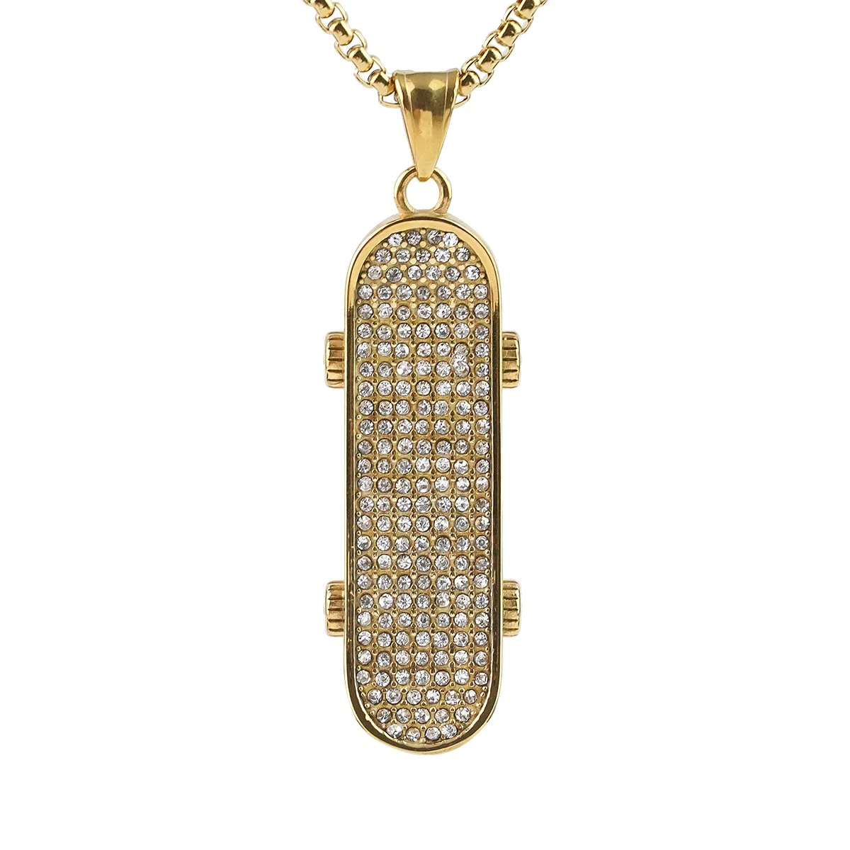 

Hip Hop Jewelry Full Diamond Scooter Pendant 18K PVD Gold Plated Full Zircon Iced Out Shiny Necklace Men Wholesale, Steel