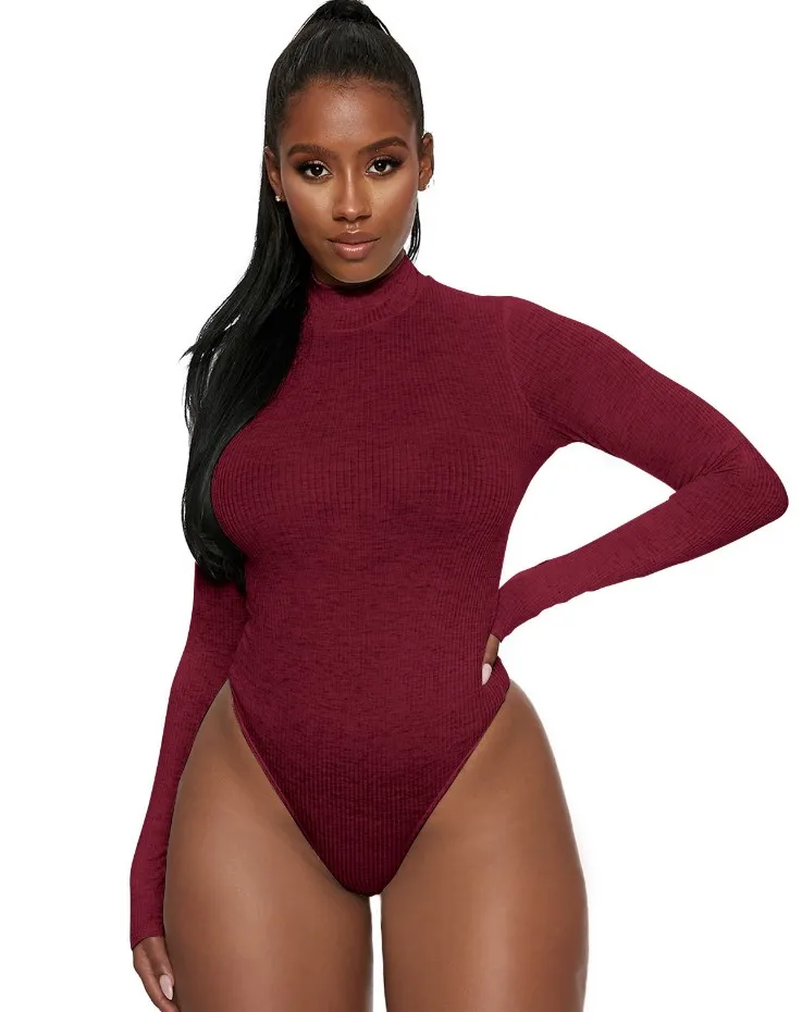 

2020 new style Long Sleeve Bodysuit Women High Leg Bodysuits