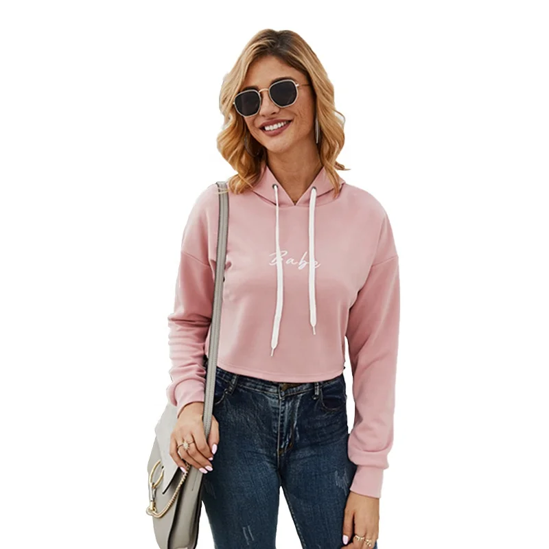

Wholesale Autumn Newest Design Women Long Sleeve Sweetwear Pink Hoodie