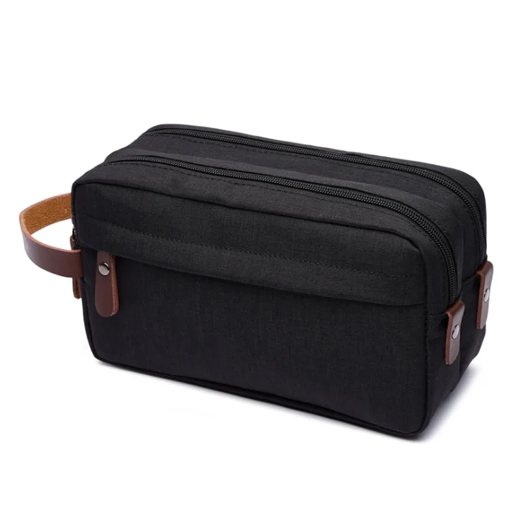 

Large-capacity polyester zipper toiletry bag, Black,brown,blue,red