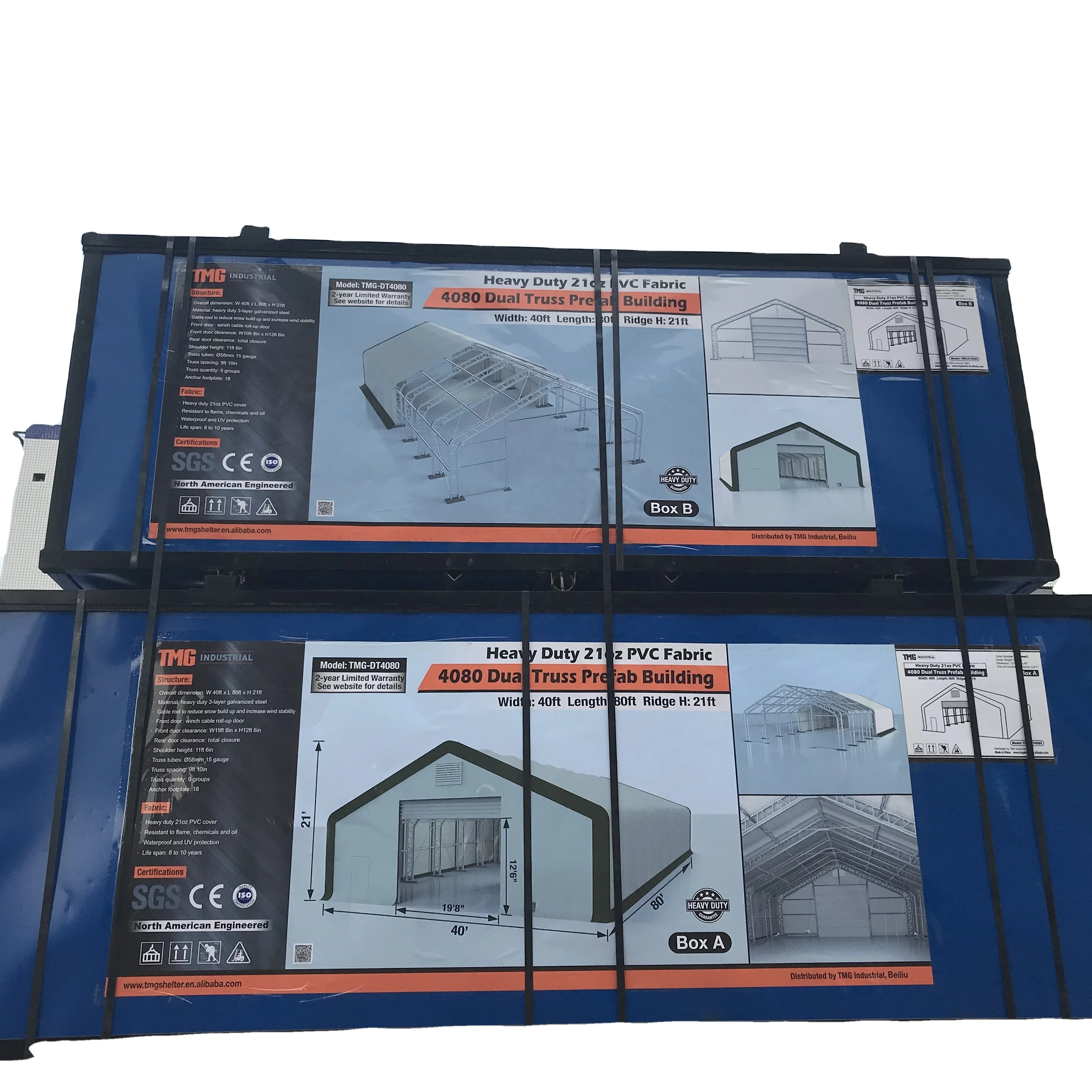 

336020DT 10m Span Industrial Warehouse Storage Building Vega Tent, Green/white/blue/red/grey