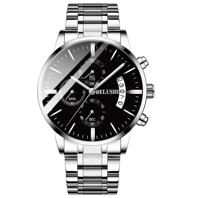

2021 Fashion Men's Quartz Watch Chronograph Sport Men Watches Top Brand Luxury Full Steel Waterproof Clock Male Wristwatch