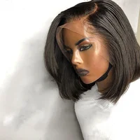 

Hot Selling 150% Density 10inch Cut Blunt Bob Lace Front Wig Fake Scalp Wig Lace Human Hair Wigs Bleached