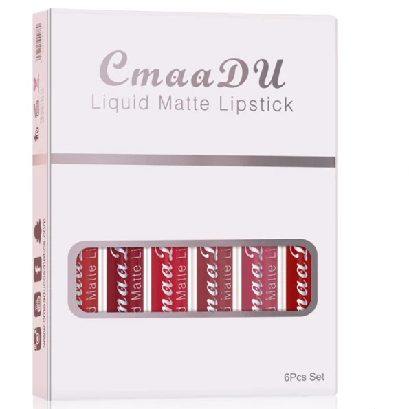 

CmaaDu 6 Boxed Matte Non-stick Cup Waterproof Lipstick Long Lasting Lip Gloss