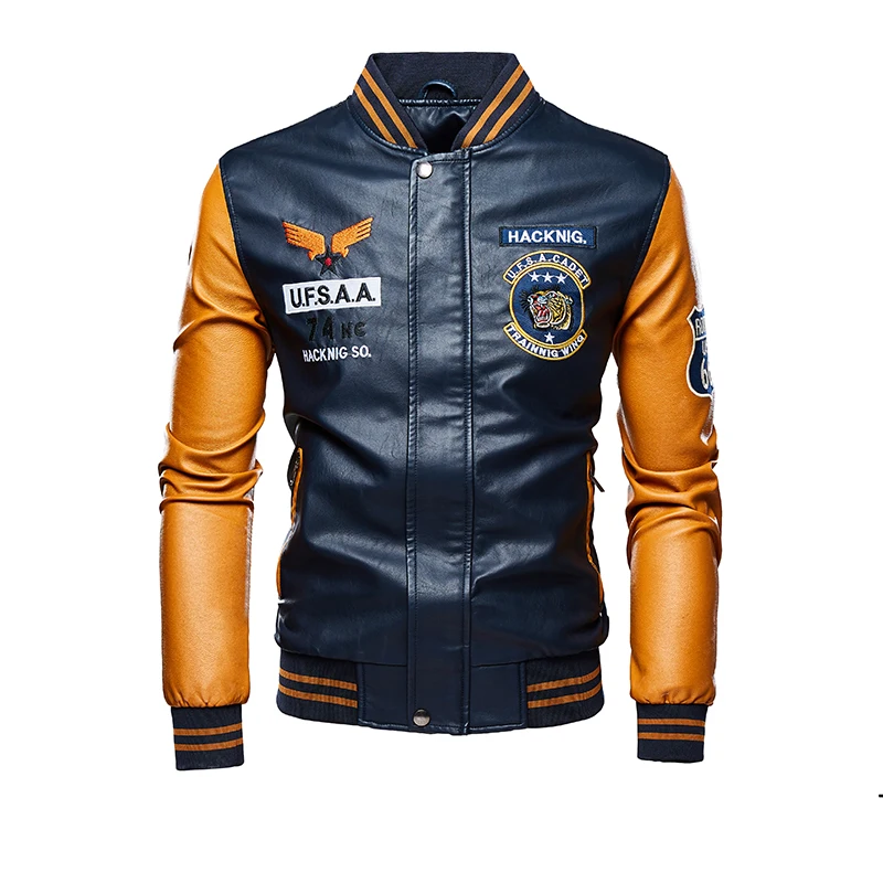 

High Quality Plus Size Men'S leather zip up jacket men custom jackets and coats 2021 varsity jackets for mens, Picture shows