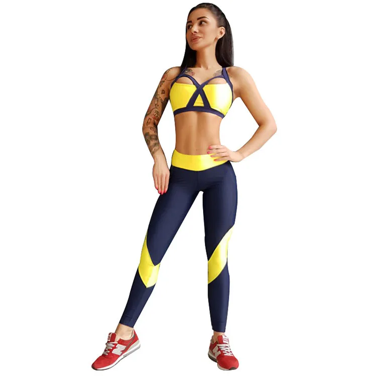 

Hot style yoga sports pantsuit with chest padded back heart