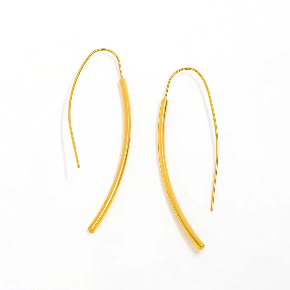 New Trendy 18K Gold Plated Geometric Hoop Earring Twisted Tassel Drop for Women for Parties Gifts Stainless Steel Wholesale