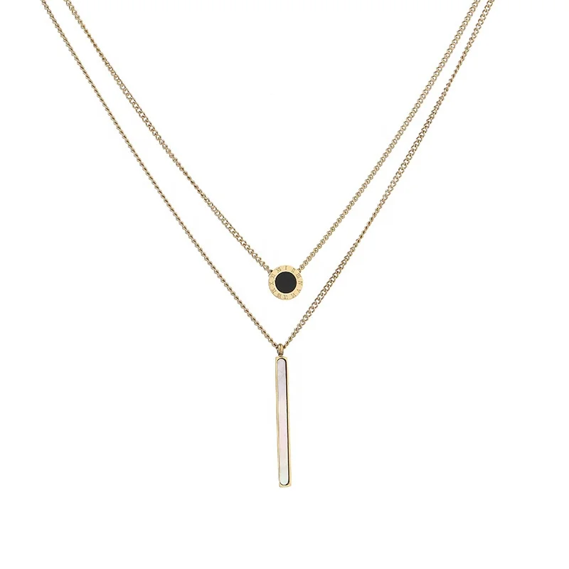 

Wholesale females classic gold plated stainless steel shell numbers pendant necklaces jewelry